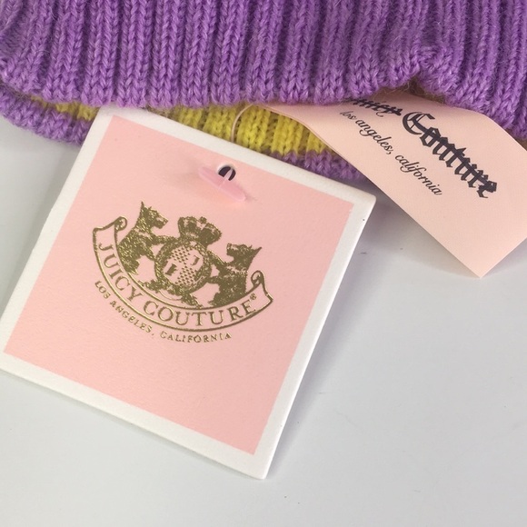 New Juicy Couture Girls Pom Pom Beanie Purple Blue $48 - Picture 2 of 6